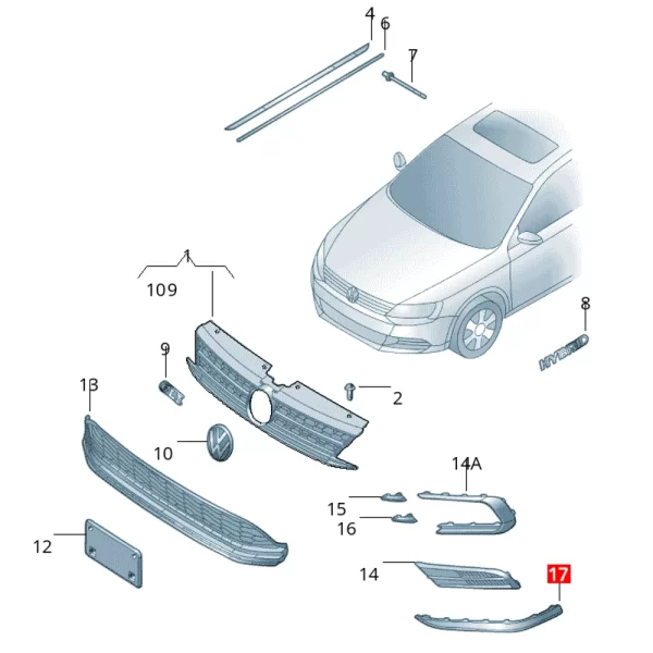 Moldura Facia Delantero Derecha Para Jetta *Volkswagen - Imagen 4