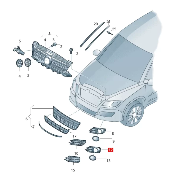 Rejilla De Facia Izquierda Para Tiguan *Volkswagen - Imagen 3