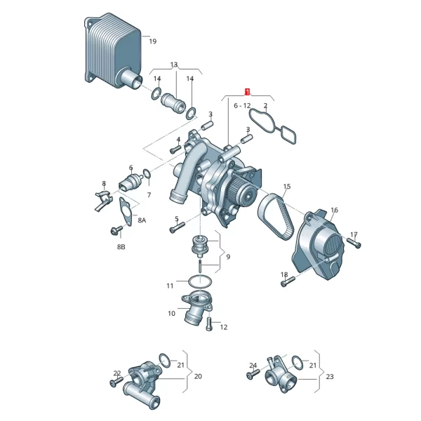 Bomba Agua Para Mk7 Passat Tiguan Audi 2.0 Fsi Importado - Imagen 5