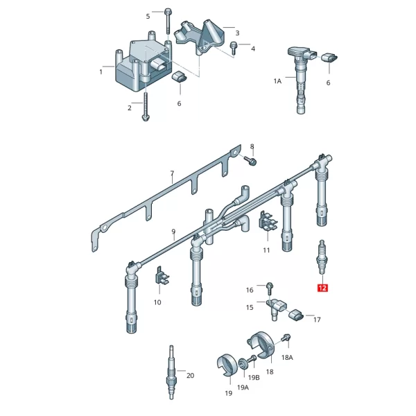 Kit de Bujías de Platino R32 (CAÑON 12mm*20) 5/8 Para Audi A3 Golf - Imagen 6