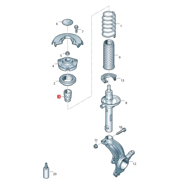 Rebote de Amortiguador Delantero Para Golf Variant *Volkswagen - Imagen 5