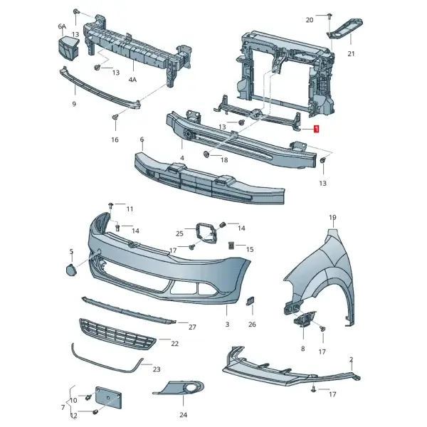 Soporte Central De Marco De Radiador Para Jetta *Volkswagen - Imagen 7