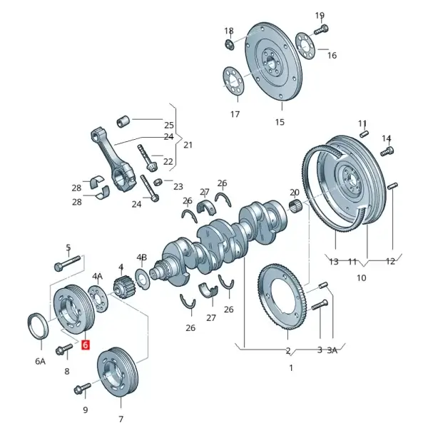 Polea De Cigueñal Para Golf Jetta A4 *Volkswagen - Imagen 5