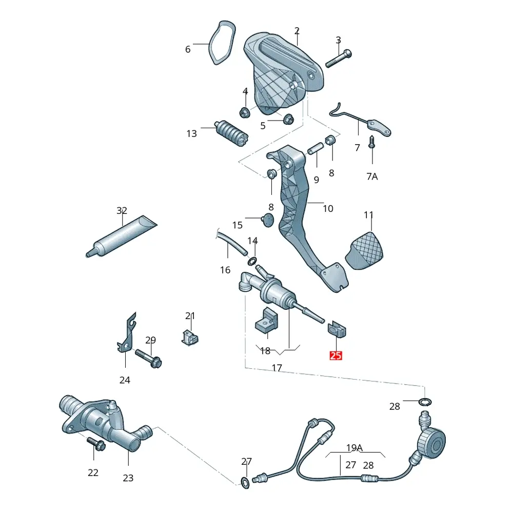 Seguro De Pedal de Clutch Para Golf Jetta A4 *Volkswagen - Imagen 5