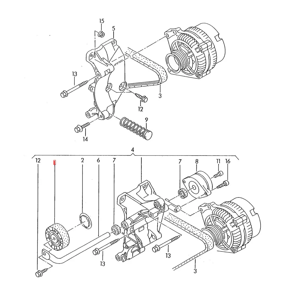 Polea Tensor Rodillo Lisa Para Golf Jetta A-3 *Bruck - Imagen 5