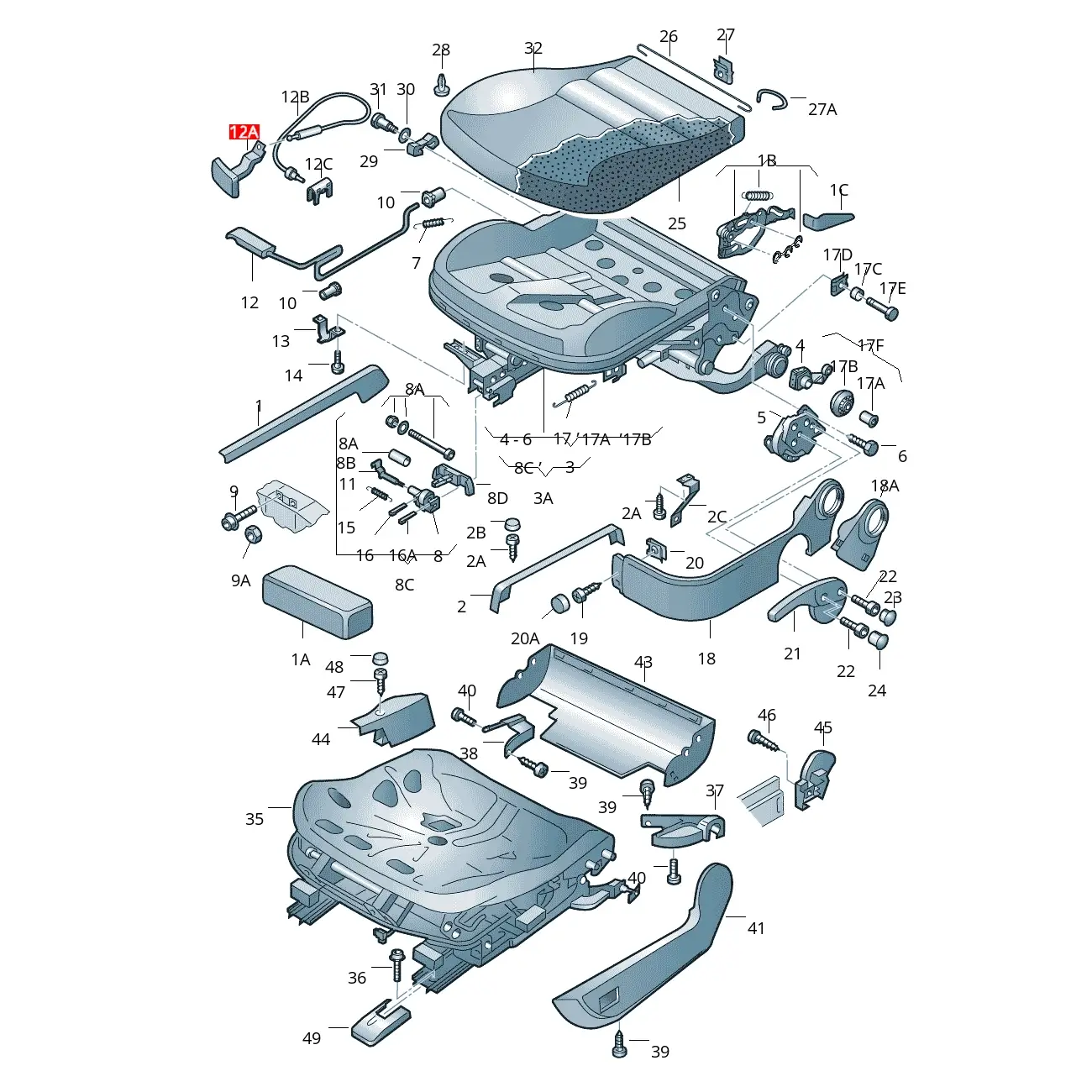 Empuñadura De Asiento Izquierdo Para Golf Jetta A-4 *Volkswagen - Imagen 7